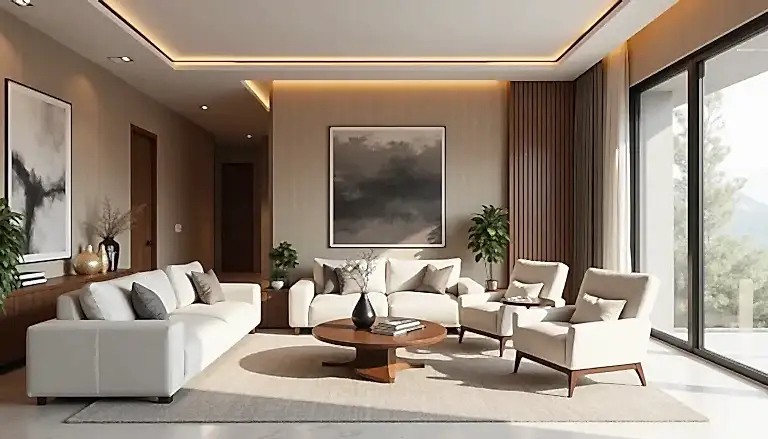 Temelli villa tadilatında modern salon tasarımı