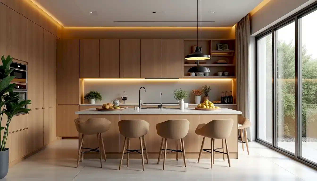 Temelli villa tadilatında modern mutfak planı