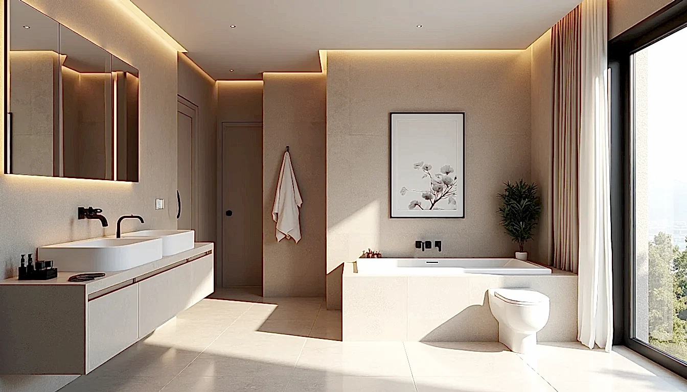 Temelli villa tadilatında modern banyo yenilemesi